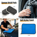 9Pcs Car Wheel Brush kit, Tire Brush, Microfiber Flat Wheel Cleaner Brush | Soft-bristled Rim Cleaner Brush, Tire Shine Applicator, Detailing Brushes, Detailing Pads, Scratch-Free Car Drying Towel