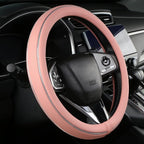 Pink Leather Steering Wheel Cover Fiber Strip Car Steering Wheel Cover Universal 15 inch for Women Girls