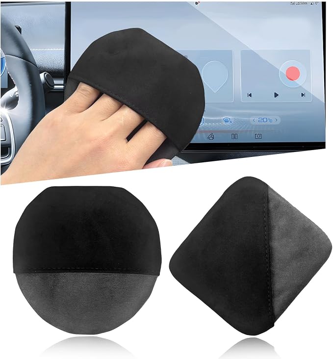 Car Screen Cleaner, Microfiber Auto Screen Cleaning Pad, Foldable Touch Screen Cleaner Cloth for Vehicle Dashboard LCD Display, Interior Car Accessories (Square+Round)