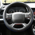 Microfiber Leather Steering Wheel Cover Anti-Slip Matte Finish Auto Car Wheel Cover Universal 15 Inch Wheel Cover for Car Embossing Pattern Blue Line