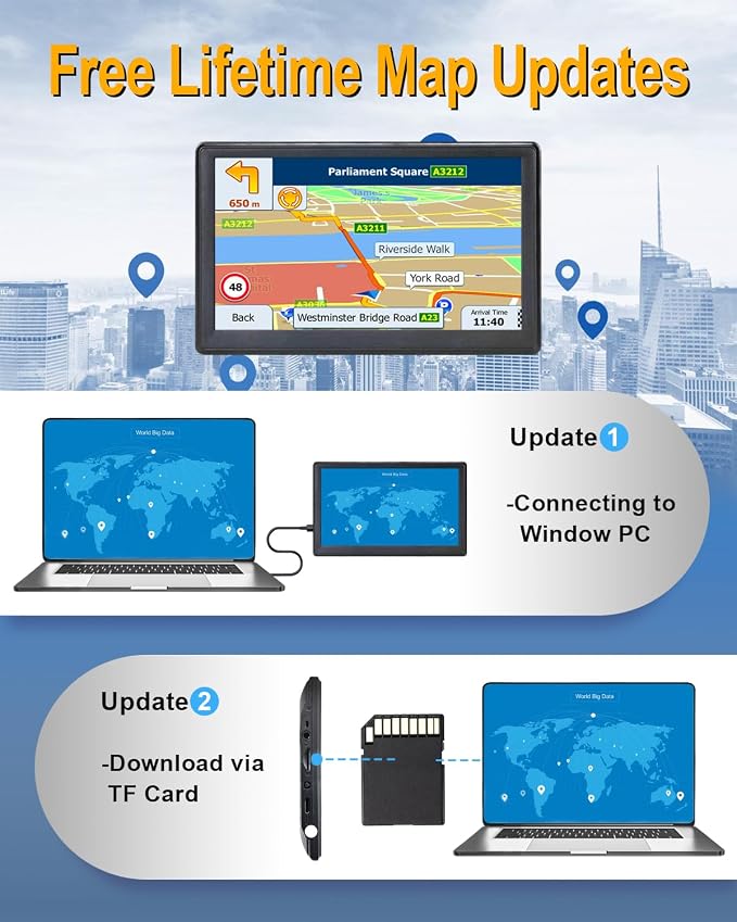 N800 GPS Navigator for Car with Bluetooth, 7” Truck GPS Commercial Drivers, 2026 Maps (Free Lifetime Updates), Semi Trucker GPS Navigation Systems, Custom Truck Routing