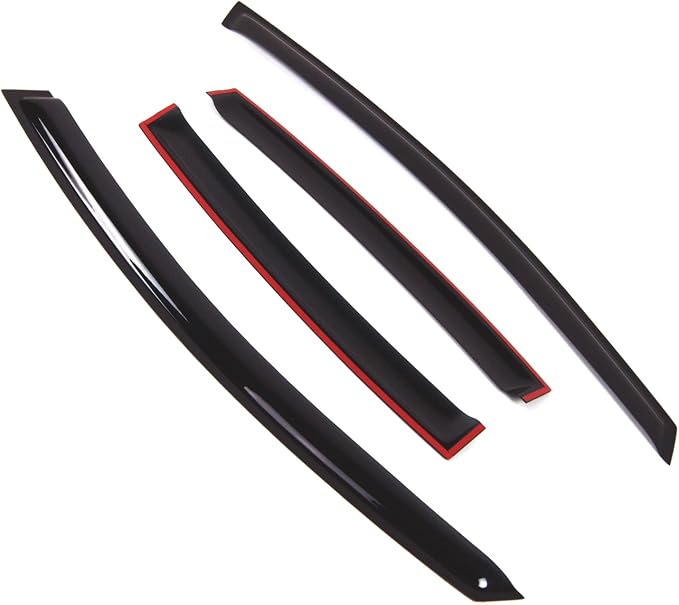 WD2-771B2 Dark Smoke 4 Pcs Set Window Visor (Outside Mount) Deflector Rain Guard Compatible with 2017-2018 Kia Forte Sedan