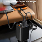 [Apple MFi Certified] Retractable Car Charger USB C, Caiinei 120W USB C Car Charger 4 in 1 PD/QC Type C Fast Charging Cigarette Lighter Adapter for iPhone 17/17 Pro Max/16 Pro/15/Galaxy S26/S25/Pixel