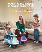 N7 Pro Electric Wiggle Car, Rechargeable Battery, CyberWiggle, 2 in 1 Swing Car, 2 Speeds Max 4 Mph, Anti-Rollover, Flashing Wheels, Bluetooth, Ages 3+, 150 Lbs, Glacier Blue