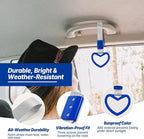 2 Pcs Heart Shaped Car Handle Strap – JD M Drift Charm Rear Bumper Warning Ring Decor for Car Interior Exterior, Subway Bus Handle Accessory, Cute Heart Car Decor Gift for Drivers (Blue-Silver)