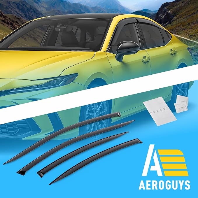 Extra Durable Window Deflectors Tape-On Window Visors Rain Guards Fit for Toyota Camry 2025-2026 Sedan, Sun Visors, Wind Vent for Shades, Exterior Car Accessories - 4 pcs. AG0852