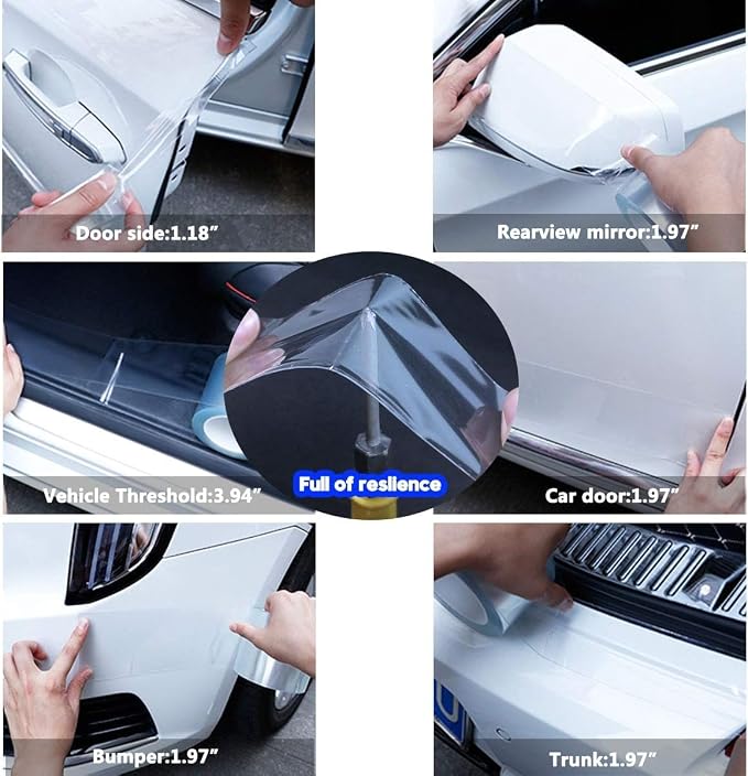 Car Door Edge Guard Invisible Automotive Door Sill Guard Protectors Anti-Scratch Adhesive Tape Waterproof Strips for Car Door Edge Protection (33Ft x 2.75", Transparent)