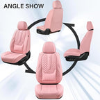 Coverado Seat Covers Front Seats, Car Seat Cover Protector with Lumbar Support, Waterproof Car Seat Cushion, Leather Seat Covers Carseat Cover Universal Fit for Most Cars，Pink