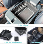 for 2022 2023 2024 2025 2026 Ford Maverick Center Console Organizer Tray 2022-2026 Maverick Armrest Trays Storage Box Coin Container 2022-2026 Maverick Truck Accessories, 2Pcs(White Trim)