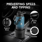 Car Cup Holder Expander with Adjustable Base, Cup Holder Insert for Car Compatible with Most 32/40 Oz Water Bottles 12 oz/24 oz Coffee Mugs Tumblers 3.4 to 3.78 in Diameter, 1 Pack Black