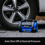 Tire Inflator Portable Air Compressor, 12V DC 110V AC Car Tire Pump, Air Mattress Pump with Inflation and Deflation Modes, Dual Powerful Motors, Digital Pressure Gauge
