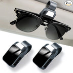 2 Pack Sunglasses Holder for Car, One-Handed-Operation Visor Sunglass Holder Clip, Easy Access Storage for Driving,Universal Fits (Textured Grey)