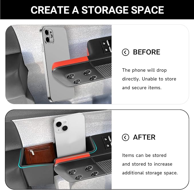 4pcs Door Handle Organizer for Ford Maverick 2022 2023 2024 2025 2026 Accessories Front and Rear Door Side Storage Box Insert Grab Handle Pocket ABS Plastic