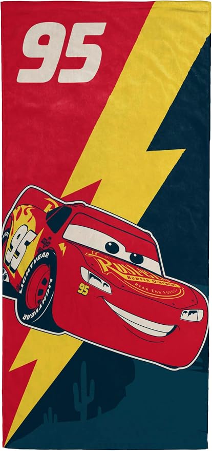 Kids Beach Towel - 100% Cotton Super Soft Absorbent Bath Towel, 28" x 58" Inch Lightweight for Travel, Official Licensed Product, Multi - Cars