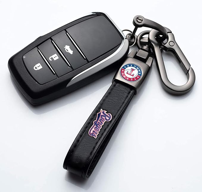 for TX Rangers Baseball Fans Car Keychain with Tire Valve Caps, Car Keyring and Valve Stem Caps Compatible with Key Fob Holder, Delicate Gifts for Men Women, Rangers