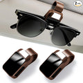 2 Pack Sunglasses Holder for Car, One-Handed-Operation Visor Sunglass Holder Clip, Easy Access Storage for Driving,Universal Fits (Textured Brown)