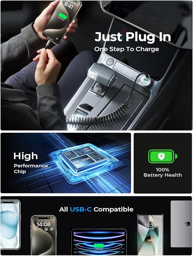 90W USB C Car Charger for iPhone 17/16/15 Series | Car Charger USB C Fast Charge Adapter,Super Fast for Men Women, Car Accessories, Compatible with iPhone 17 16 15 Pro Max