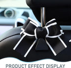 2PCS Car Seat Headrest Hooks, Car Purse Hook for Car, Cute Bow Car Rear Seat Storage Hooks, Interior Decorating Accessories for Purses, Bags, Umbrellas (Black-White)