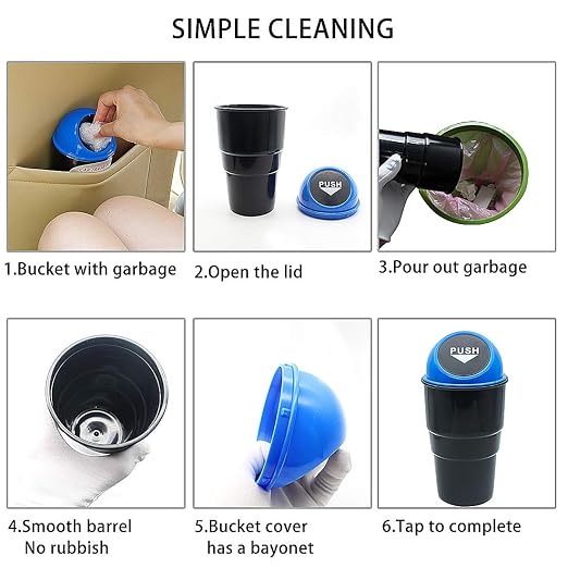Cup Holder Trash Can, Leakproof Car Trash Can with Lid, Trash Bin for Car Accessories, Mini Garbage Bin Organizer for Automotive Office Home Kitchen, Applicable to Women and Men