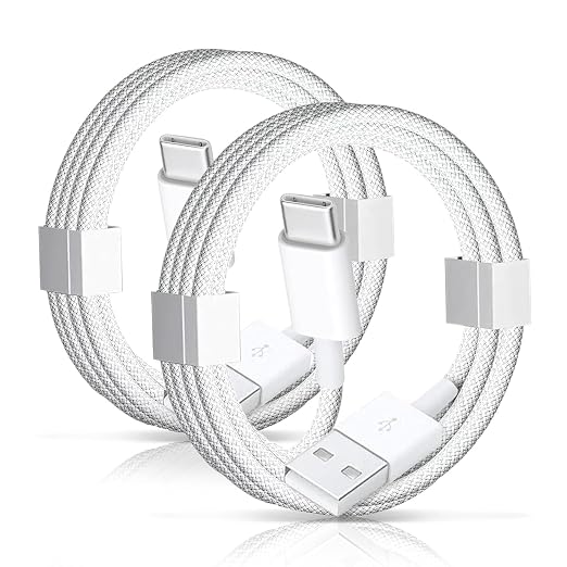 2 Pack USB A to USB C Woven Cable for iPhone 16E 17 Air,iPhone 15/iPhone 16 Pro Max, 15 Plus Car Play Charging Cord, iPad 10th, iPad 11 2025, iPad Pro 12.9/11 Air 5th/4th, Mini 6th Gen Type-c Charger