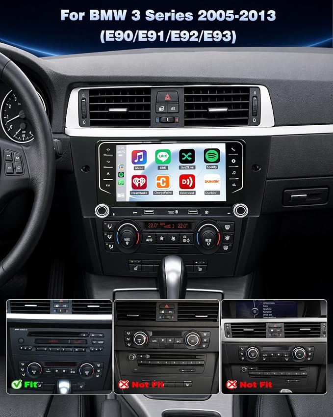 4+64G Upgrade Car Stereo Radio for BMW 3 Series 2005-2013(E90/E91/E92/E93) Wireless CarPlay Android Auto 7 Inch Touch Screen Radio Replacement with HiFi Audio 5G WiFi GPS BT5.0 RDS FM