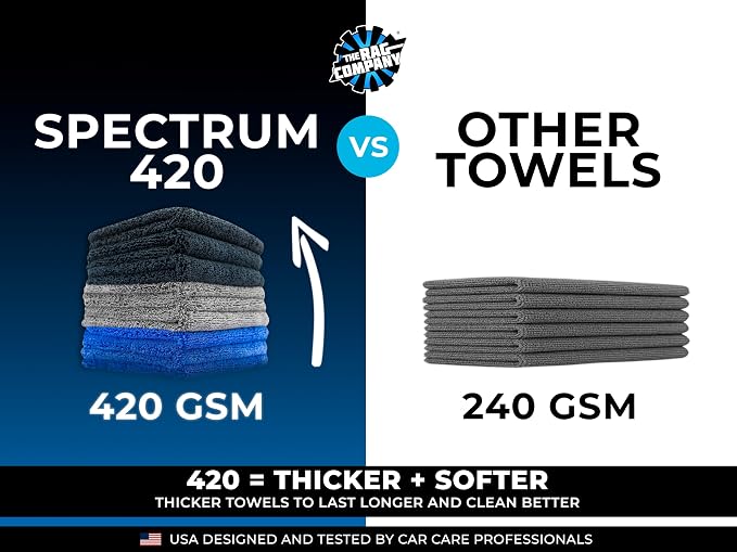 Drying Towels for Car Detailing - Premium Microfiber Cloth Perfect for a Streak-Free Finish - Spectrum 420 Dark Pack - 420 GSM, 16" x 16" (9-Pack)