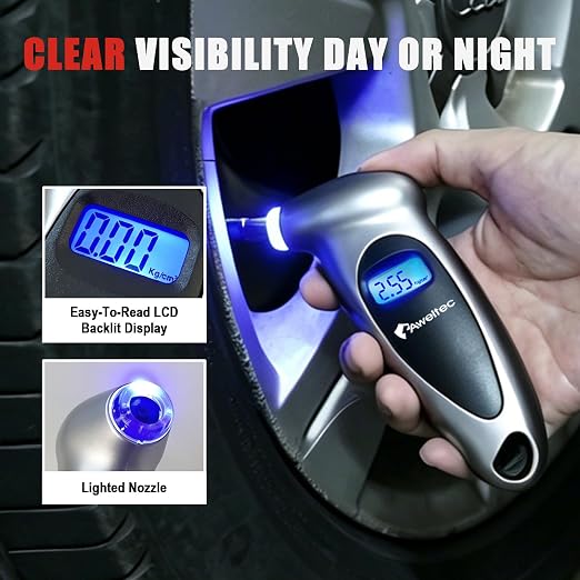 Digital Tire Pressure Gauge,Accurate Cars Air Gauge 150 PSI,Silver | 0-150PSI Calibrated,Accurate in 0.1 Increments,4 Measurement Units,Backlight LCD&Nozzle Light,for Everyday Vehicles