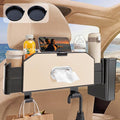 5-in-1 Back Seat Car Organizer and Storage with Extendable Cup Holder, Tissue Holder, Phone Holder, Hanging Hooks, Trash Bin, Back of Seat Car Headrest Organization Accessories for Women Man
