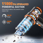 Handheld Car Vacuum Cleaner, 11000PA Vacuum Cleaner & Air Duster, 120W High Power Vacuum Portable Cordless, Hand Held Vacuum Rechargeable with Multi-Nozzles & LED Light for Home, Car, Office