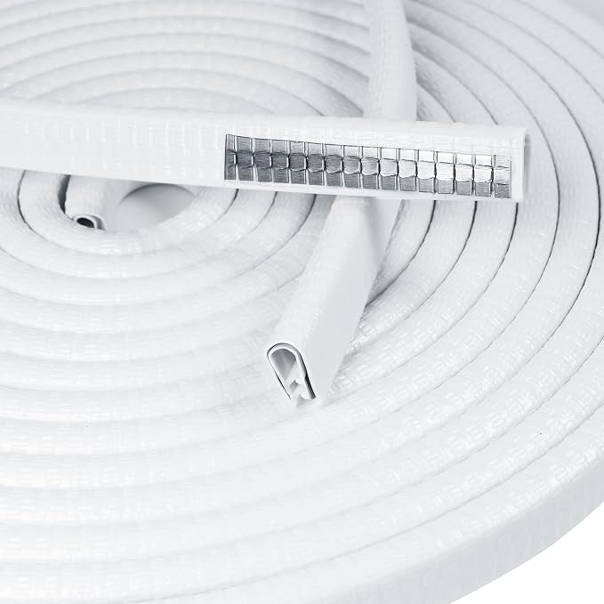 Edge Trim White U-Channel Rubber Trim Edge with Metal 1/2" X 3/8" - Fit Gap 3/64" to1/4 Car Door Edge Sealing Strip, PVC Weather Stripping with Steel, Metal Edge Protector, 26FT