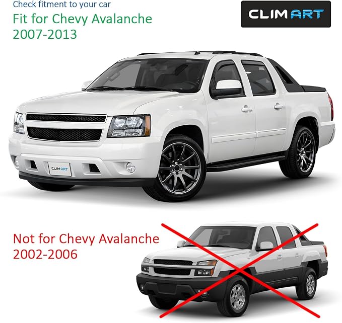 in-Channel Incredibly Durable Rain Guards for Chevrolet (Chevy) Avalanche 2007-2013, Original Window Deflectors, Vent Window Visors, Vent Deflector, 4 pcs. - 607179