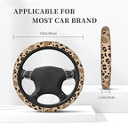 Car Steering Wheel Cover with Anti-Slip Lining, Universal 15 inch Wheel Cover, Fashion Car Interior Accessories for Women Men - Brown Heart Leopard Cheetah