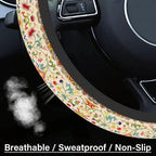 Steering Wheel Cover Neoprene Material Most Cars Men&Women Universal 15 inch Premium Non-Slip Spring Steering Wheel Protector Floral Car Accessories