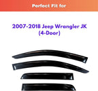 KPY Rain Guards Fit for 2007-2018 Jeep Wrangler, Out-Channel Window Visors Vent Wind Deflectors 4PC, Car Accessories for 07-18 Wrangler JK (4-Door)