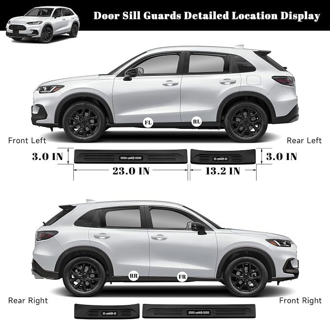 4PCS Car Door Edge Guards Door Sill Protector for Honda 2023-2025 2026 HRV HR-V Accessories ABS Plastic Material Matte Black Car Door Threshold Protection