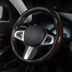Carbon Fiber Steering Wheel Cover, Snap on Car Steering Wheel Cover Set Accessories 3pcs Wrap Grip Non Slip Protector Universal Glossy Brown