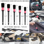 39Pcs Car Cleaning Wash Kit Interior Detailing Cleaner Kit with High Power Handheld Vacuum, Brush Set, Windshield Tool, Duster, Towels, Tire Brush, Complete Car Care Tools, Pink