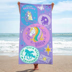 Kids Beach Towel - 100% Cotton Super Soft Absorbent Bath Towel, 28" x 58" Inch Lightweight for Travel, Official Licensed Product, Multi - Unicorn Academy