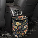Mushroom Dragonfly Daisy Print Car Trash Can with Lid, Leak Proof Auto Trash Bag Hanging Vehicle Garbage Can Multipurpose Storage Container for Back Seat Road Trip