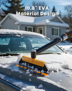 43.7" Extendable Ice Scrapers for Car Windshield for 12 Adjustable Length Settings with Foam Grip and 360° Pivoting Brush Head Detachable Snow Brush for Truck SUV(Orange)