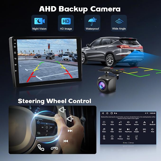 [2+64GB] Android Car Stereo for Kia Sportage 2010-2016 with Wireless Carplay Android Auto, 9 Inch HD Touchscreen Car Radio with GPS WiFi Bluetooth FM/RDS EQ SWC 26UI Backup Camera MIC