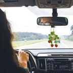 Crochet Hanging Plant for Car,Car Decorations Interior,Plant Strawberry Aesthetic Car Accessories for Women Interior Cute,Car Ornaments Charms for Rear View Mirror,Boho Car Decoration Gifts