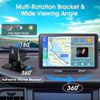 Wireless CarPlay Screen for Car, 7" HD Portable Stereo Touchscreen with Apple CarPlay & Android Auto, CarPlay Screen with Backup Camera, Mirror Link, Bluetooth, Navigation for All Vehicle