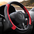 Black and Red Line Punching Car Steering Wheel Cover, Microfiber Leather Sports, 14.5-15 in Universal Leather Wheel Covers, Breathable Fashion Anti-Slip, Steering Wheels Accessories for Men Women