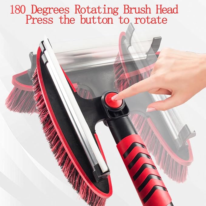 42" Car Snow Brush & Ice Scraper Red Snow Brush for Car Extendable, Upgraded Heavy Duty Pivoting Snow Broom for SUV Trucks Windshield Snow Cleaning
