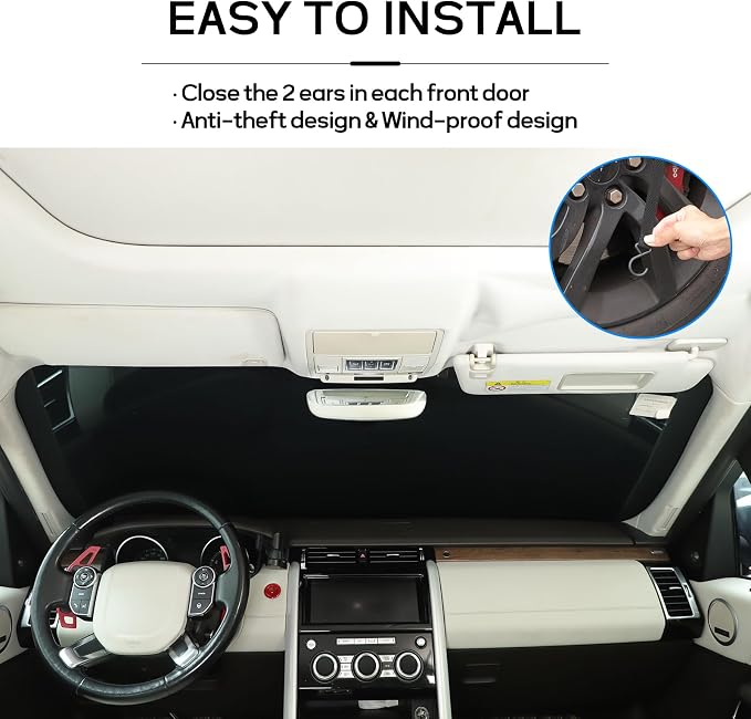 Car Windshield Snow Cover Compatible with Kia Soul 2010-2023 2024 2025+, Windshield Cover for Ice and Snow, 4-Layer Protection for Snow, Ice, UV, Frost Wiper & Mirror Protector, Sunshade Cover
