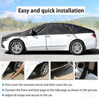 Half Car Cover All Weather Car Body Cover for All Season Sunshade Cover Snow Cover Waterproof 210D Polyester with Cotton (Fit MPV/SUV)