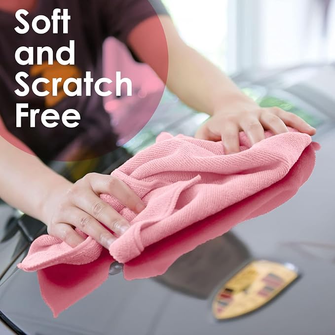 Microfiber Cleaning Cloths (Value Pack of 48) - Size 16 x 16 Inches, Highly Absorbent Cleaning Rags, Lint Free, Reusable and Washable, Microfiber Towels for Cars