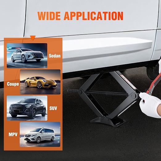 Scissor Jack Kit for Car 2 Ton(4409 lbs), Heavy Duty Portable Steel Scissor Lift Jack Car Tire Changing Kit with Ratchet & Lug Wrench for Sedan SUV MPV, 3.9''-15.7'' Lifting Range, Black