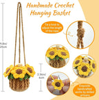Crochet Car Air Freshener, 15ml Empty Refillable Oil Diffuser Bottle with Hanging Crochet Sunflower for Car Rearview Mirror Decor Air Freshener Diffuser for Home, and Office Decor(Sunflower)